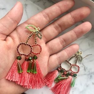 Cherry Pink/Green Statement Earrings